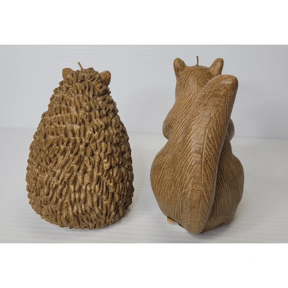 2 Pottery Barn Accents Harvest Animal Candles RARE Squirrel &‎ Hedgehog NEW